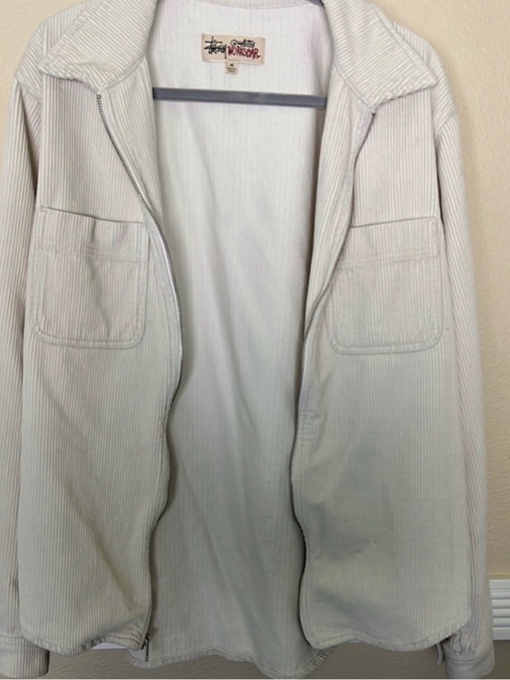 Men’s Stussy Off-White Corduroy Zip Jacket